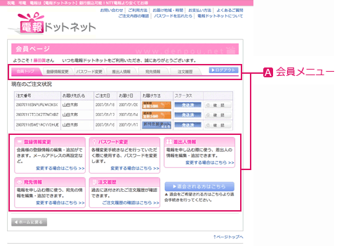 A会員メニュー