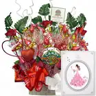 キャンディーブーケ電報　ハートスナイパー（レッド）　台紙：ラインストーン「スウィートウェディング」