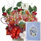 キャンディーブーケ電報　ハートスナイパー（レッド）　台紙：ロイヤルローズブルー