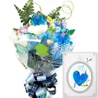 キャンディーブーケ電報　セレブブーケ（ブルー）　台紙：ラインストーン「ブルーハート」