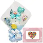 キャンディーブーケ電報　パステルブルー　台紙：アートセレクション HAPPY WEDDING